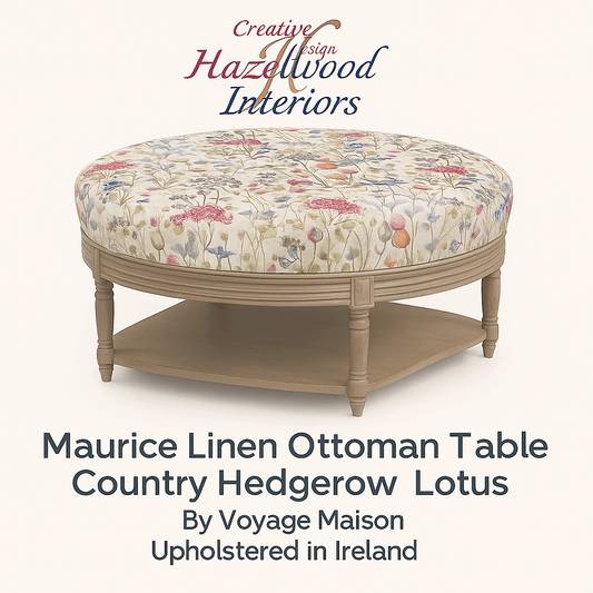 simply Hazel x Voyage Maison Voyage Maison Furniture X simply Hazel Custom Maurice Linen Ottoman Table – Country Hedgerow Lotus by Voyage Maison