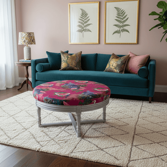 simply Hazel x Voyage Maison Voyage Maison Furniture X simply Hazel Custom MAURICE OTTOMAN TABLE CURIOUS CREATURES – STONE/CRIMSON by simply Hazel x Voyage Maison