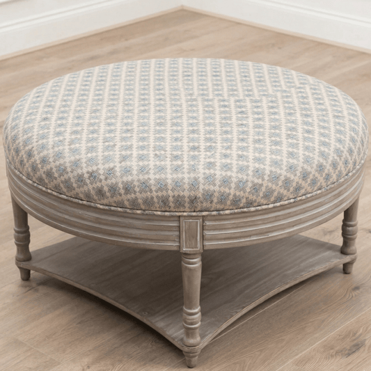 simply Hazel x Voyage Maison Voyage Maison Furniture X simply Hazel Custom MAURICE STORAGE OTTOMAN IN ELMORE STEEL by simply Hazel x Voyage Maison