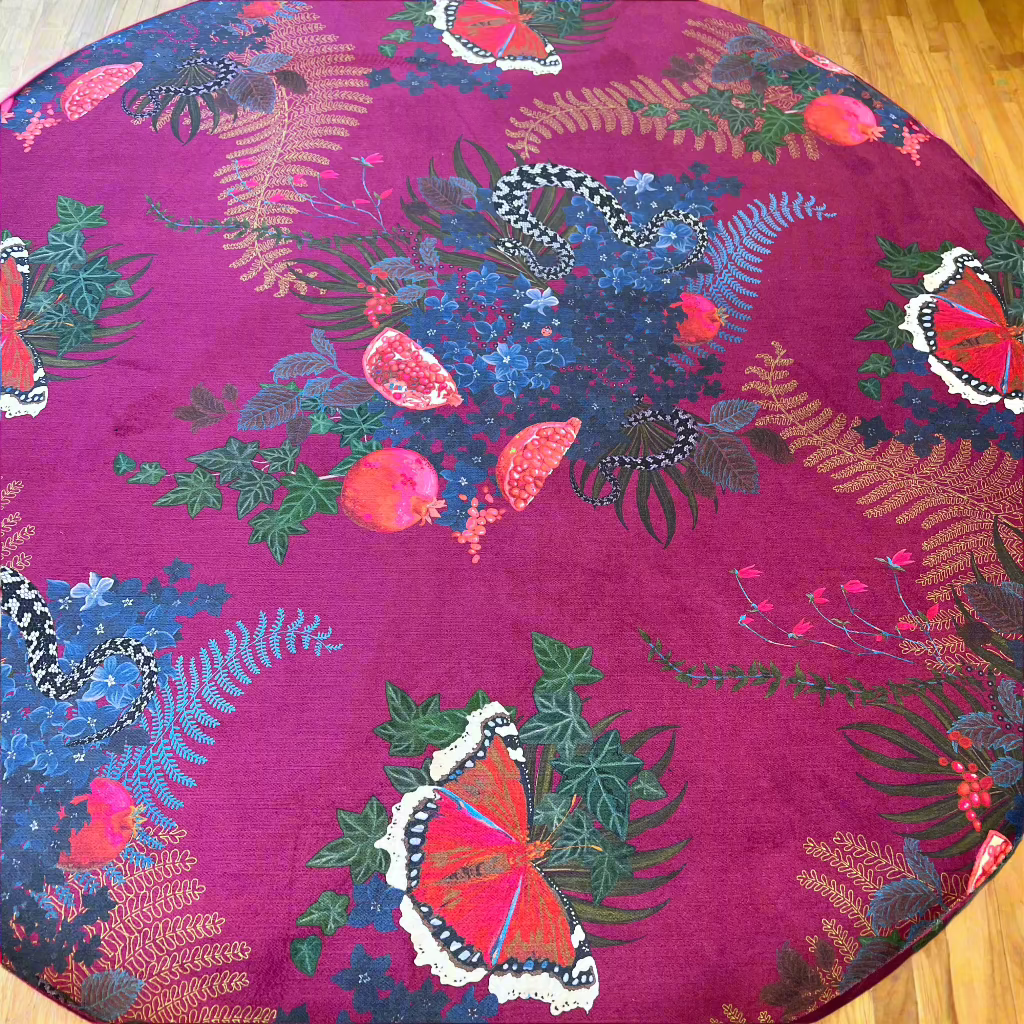 simply Hazel x Voyage Maison Voyage Maison Furniture X simply Hazel Custom Voyage Maison Maurice Ottoman – Curious Creatures by Becca Who Crimson/Stone