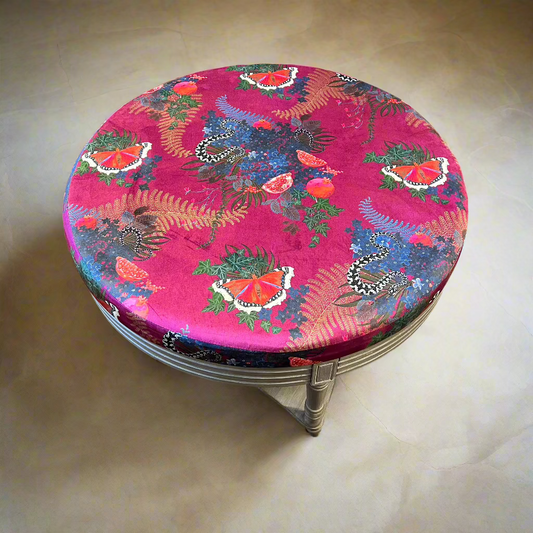 simply Hazel x Voyage Maison Voyage Maison Furniture X simply Hazel Custom Voyage Maison Maurice Ottoman – Curious Creatures by Becca Who Crimson/Stone
