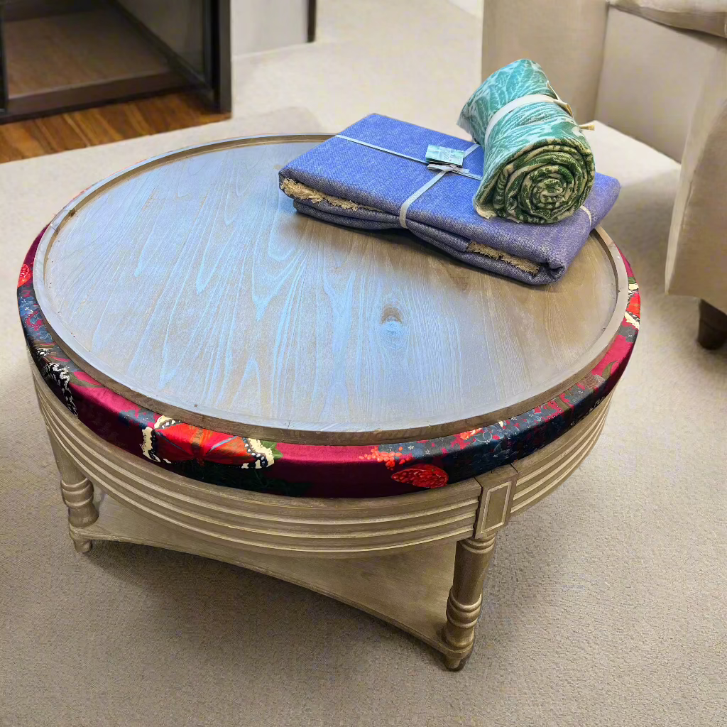 simply Hazel x Voyage Maison Voyage Maison Furniture X simply Hazel Custom Voyage Maison Maurice Ottoman – Curious Creatures by Becca Who Crimson/Stone