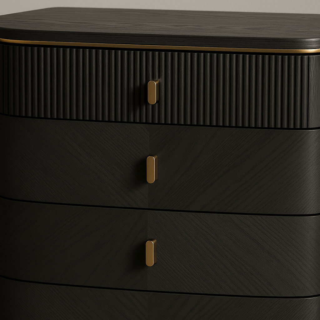 Vida Living Bed Complete DILETTA 5 DRAWER CHEST OF DRAWERS Ebony | Ash Wood Veneer by Vida Living