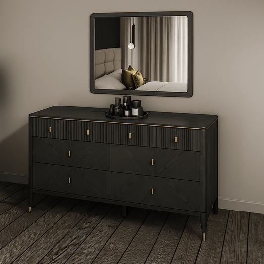 Vida Living Bed Complete DILETTA 7 DRAWER CHEST OF DRAWERS Ebony | Ash Wood Veneer by Vida Living