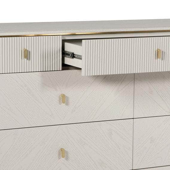 Vida Living Bed Complete DILETTA 7 DRAWER CHEST OF DRAWERS Stone | Ash Wood Veneer by Vida Living