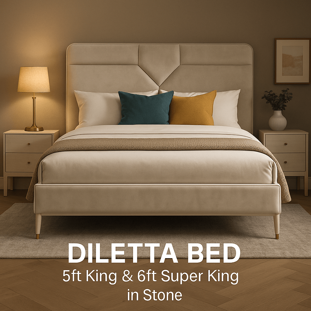 Vida Living Bedroom Vanities DILETTA BED Stone Finish | 5ft King & 6ft Super King by Vida Living