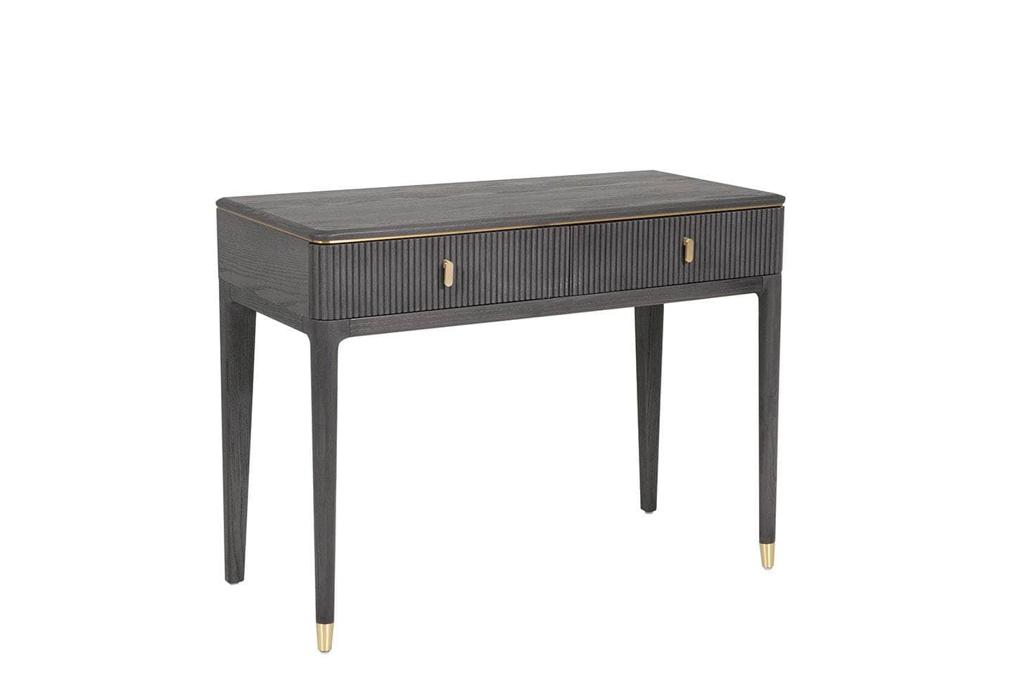 Vida Living Dressing Table DILETTA 2 DRAWER DRESSING TABLE Ebony | Ash Wood & Brushed Brass by Vida Living