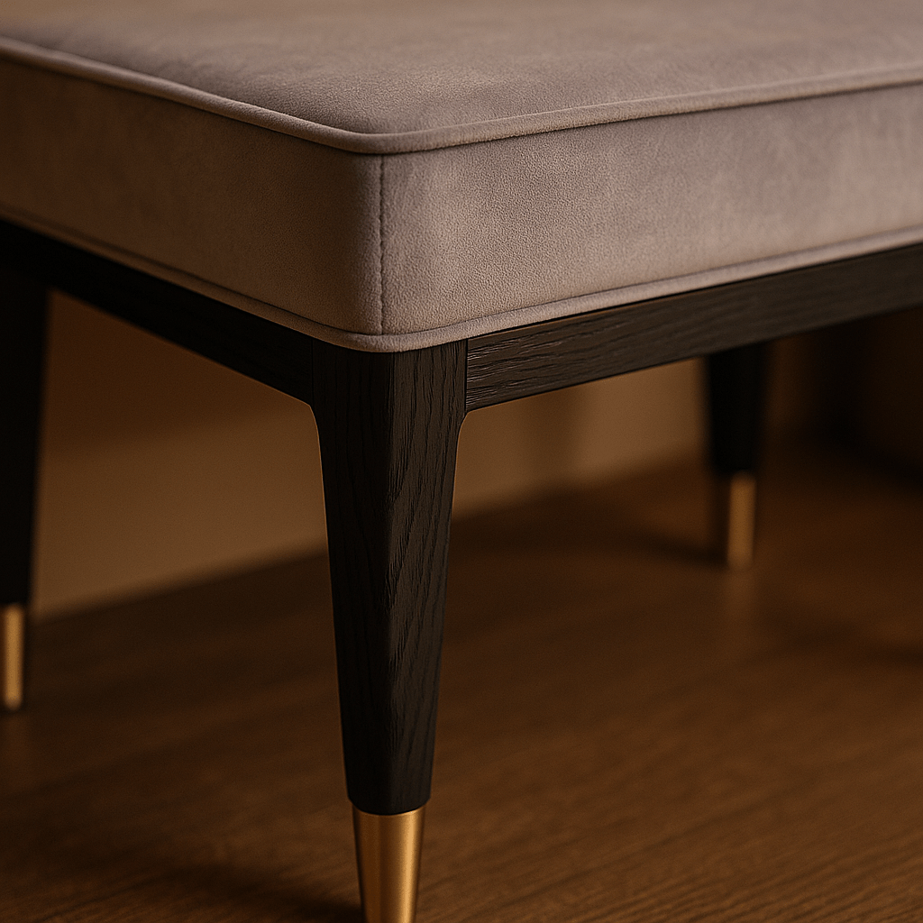 Vida Living Dressing Table Stool DILETTA DRESSING STOOL Ebony | Grey Velvet Upholstery by Vida Living