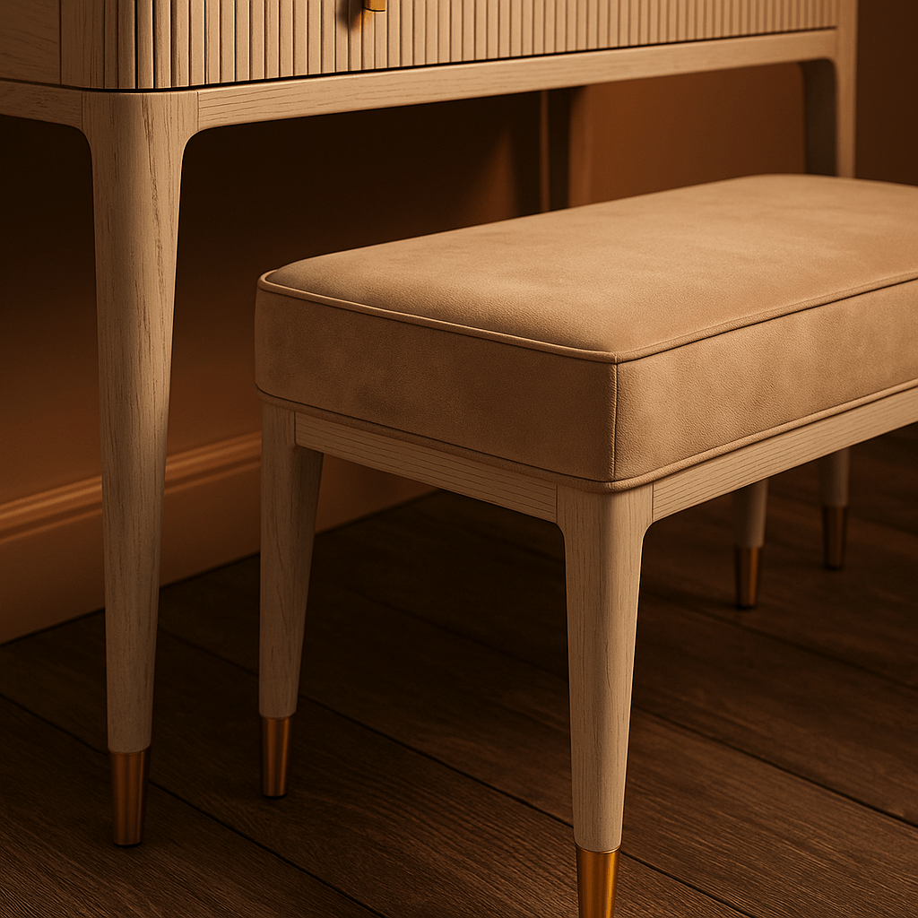 Vida Living Dressing Table Stool DILETTA DRESSING STOOL Stone | Sand Velvet Upholstery by Vida Living