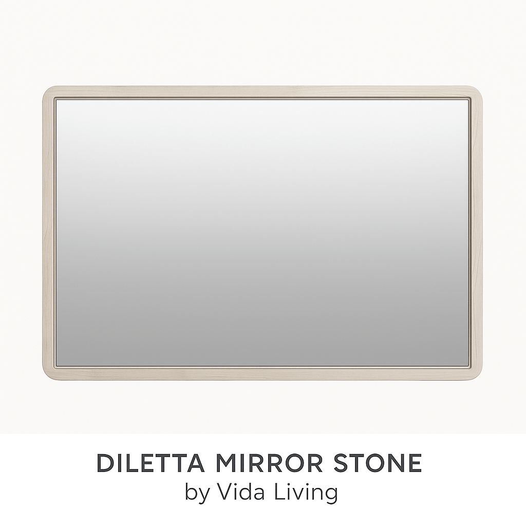 Vida Living Mirror DILETTA MIRROR Stone | Ash Frame by Vida Living