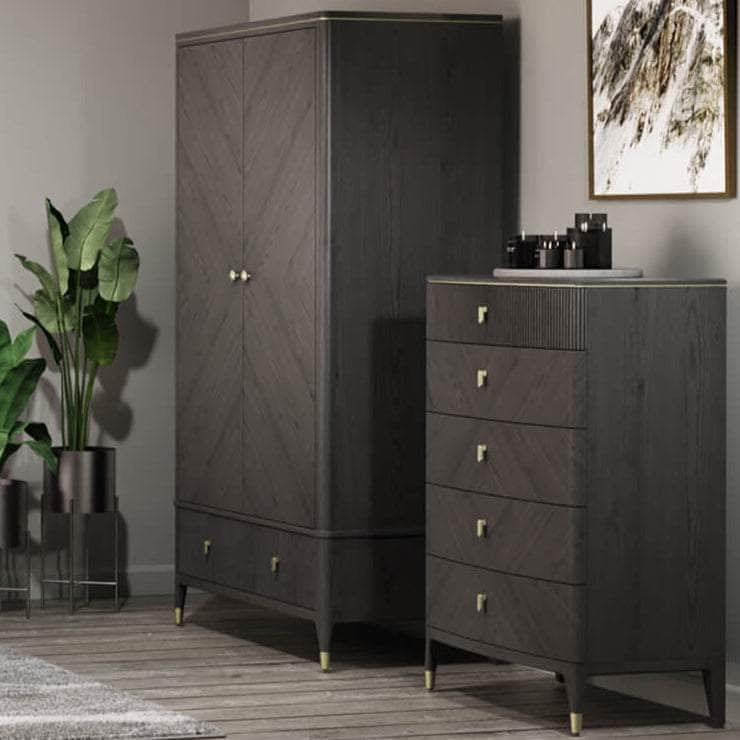 Vida Living Wardrobe DILETTA 2 DOOR WARDROBE Ebony | Ash Wood Veneer by Vida Living