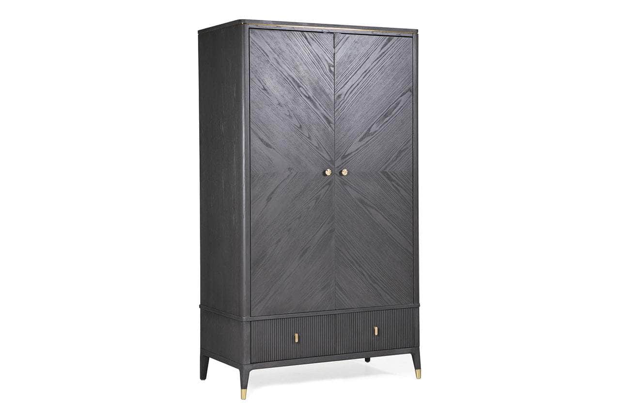 Vida Living Wardrobe DILETTA 2 DOOR WARDROBE Ebony | Ash Wood Veneer by Vida Living