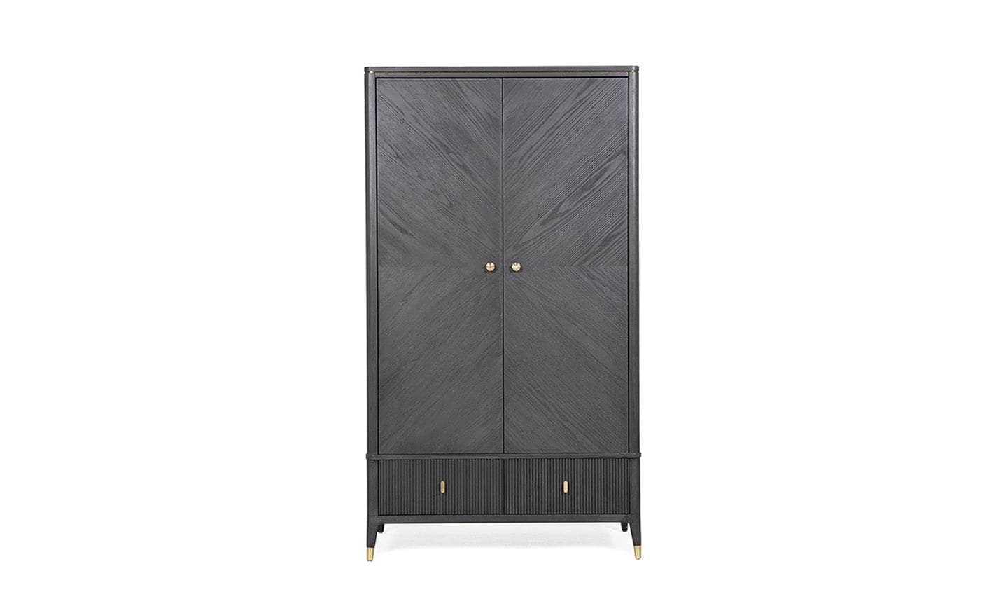 Vida Living Wardrobe DILETTA 2 DOOR WARDROBE Ebony | Ash Wood Veneer by Vida Living