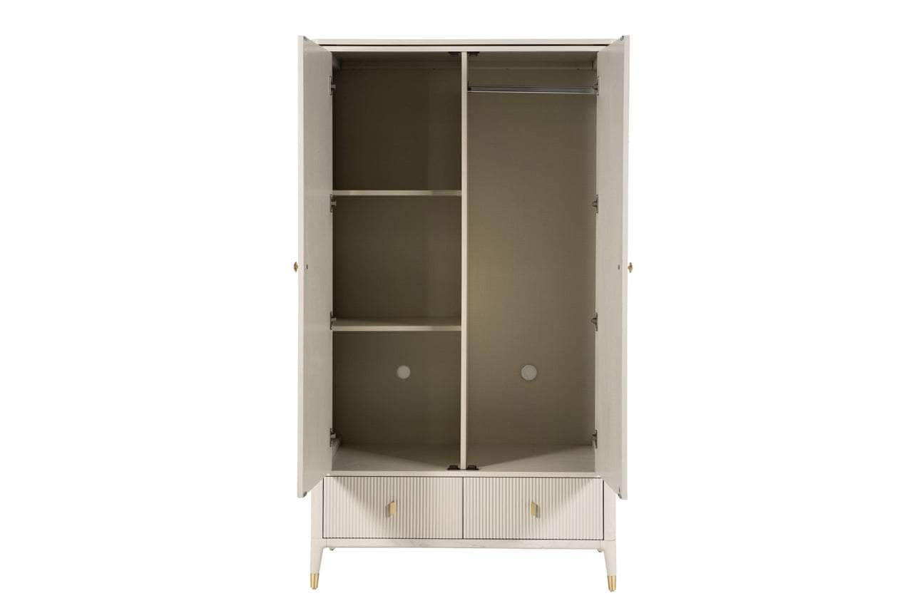 Vida Living Wardrobe DILETTA 2 DOOR WARDROBE Stone | Ash Wood Veneer by Vida Living