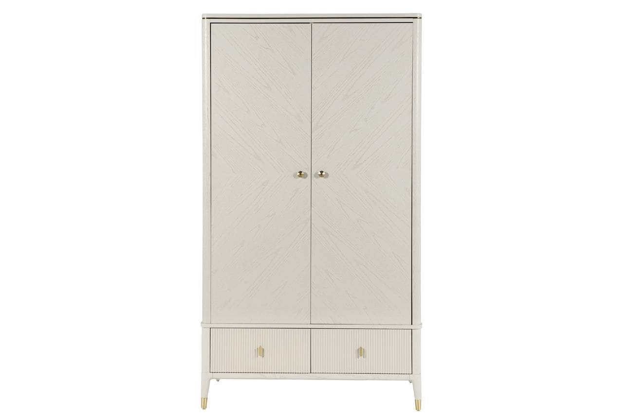 Vida Living Wardrobe DILETTA 2 DOOR WARDROBE Stone | Ash Wood Veneer by Vida Living