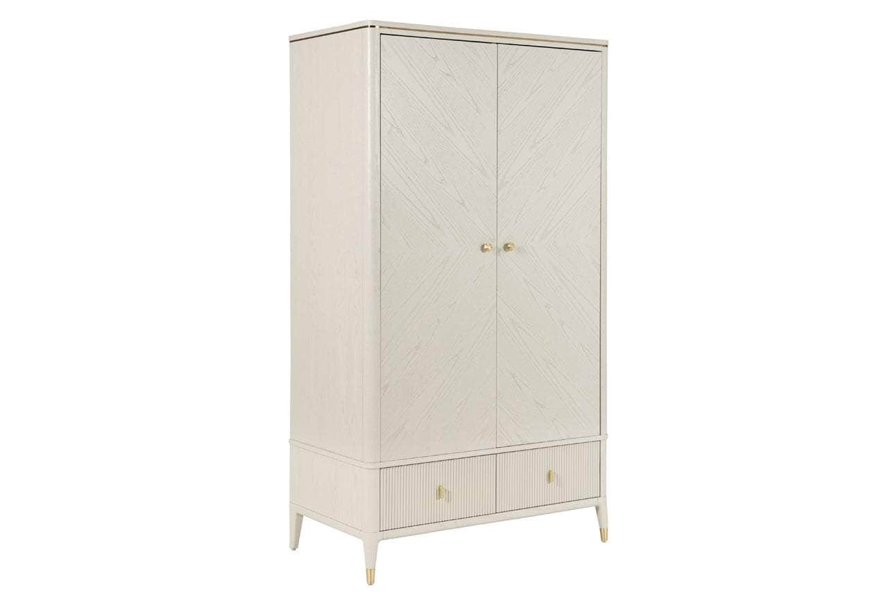 Vida Living Wardrobe DILETTA 2 DOOR WARDROBE Stone | Ash Wood Veneer by Vida Living