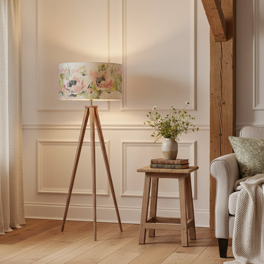 Voyage Maison Aratus Grey wash Tripod Floor Lamp with Papavera Sweetpea Shade Bundle