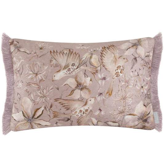 Voyage Maison Cushions FLOELLA PRINTED RUCHE FRINGE CUSHION in VIOLA 40cm x 60cm