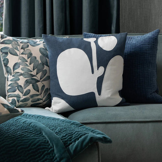 Voyage Maison Interior Design Range Betel Embroidered Cushion in Bluebell 50x50cm