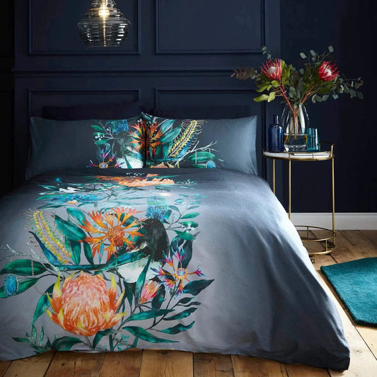 Voyage Maison Interior Design Range Double Duvet set Curiosity Garden Midnight Blue Bedding by Voyage Maison
