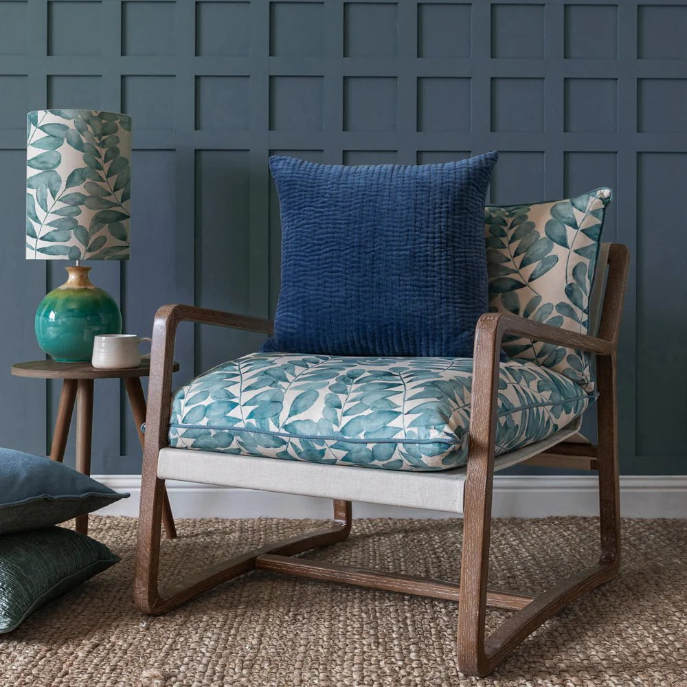 Voyage Maison Interior Design Range Haze Embroidered Feather Cushion Bluebell - 40x60cm