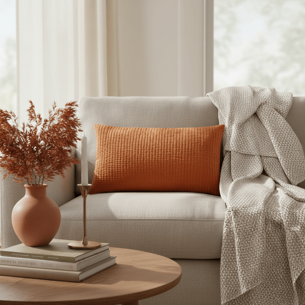 HAZE EMBROIDERED FEATHER CUSHION SUNSET by Voyage Maison