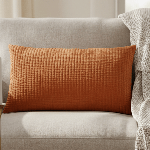 HAZE EMBROIDERED FEATHER CUSHION SUNSET by Voyage Maison