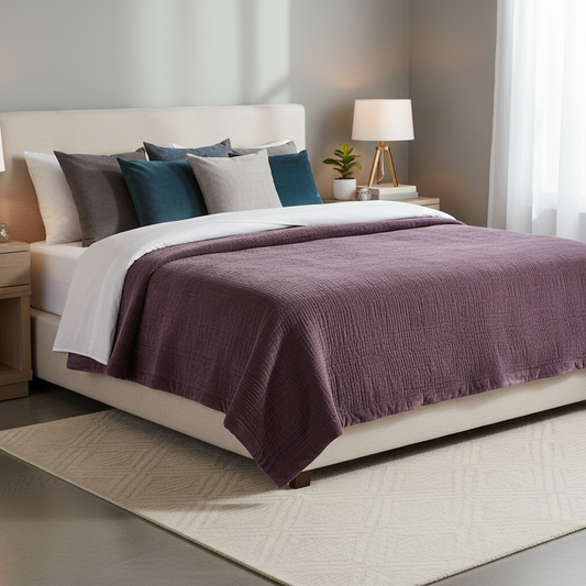 HAZE VELVET QUILTED THROW PLUM - 140X220CM by Voyage Maison