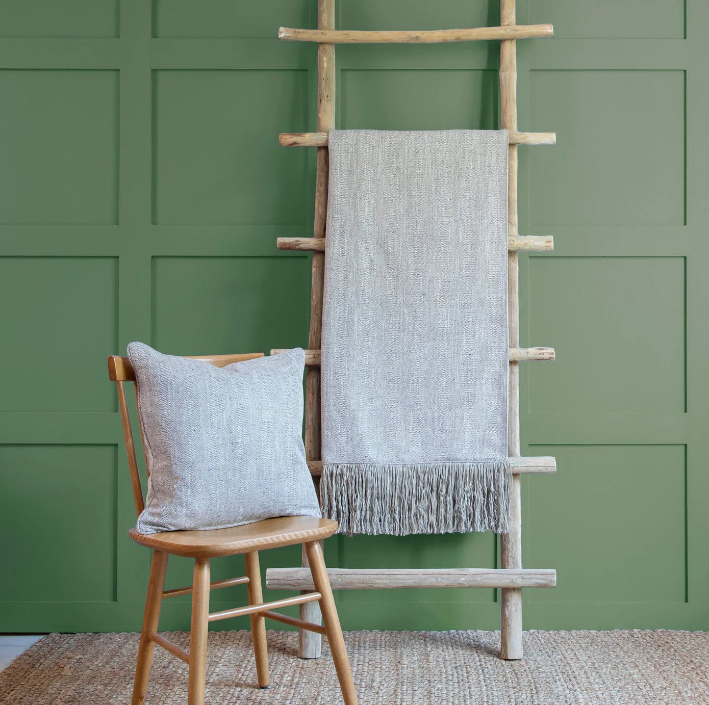 Voyage Maison Interior Design Range Jedburgh Mushroom Woven Herringbone Cushion - 50x50cm