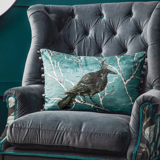 Voyage Maison Interior Design Range Monarch Printed Feather Cushion Teal