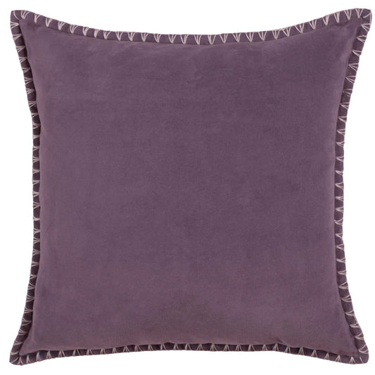 Voyage Maison Interior Design Range STITCH EMBROIDERED FEATHER VELVET CUSHION PLUM - 50x50cm