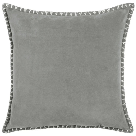 Voyage Maison Interior Design Range STITCH EMBROIDERED FEATHER VELVET CUSHION STEEL - 50x50cm
