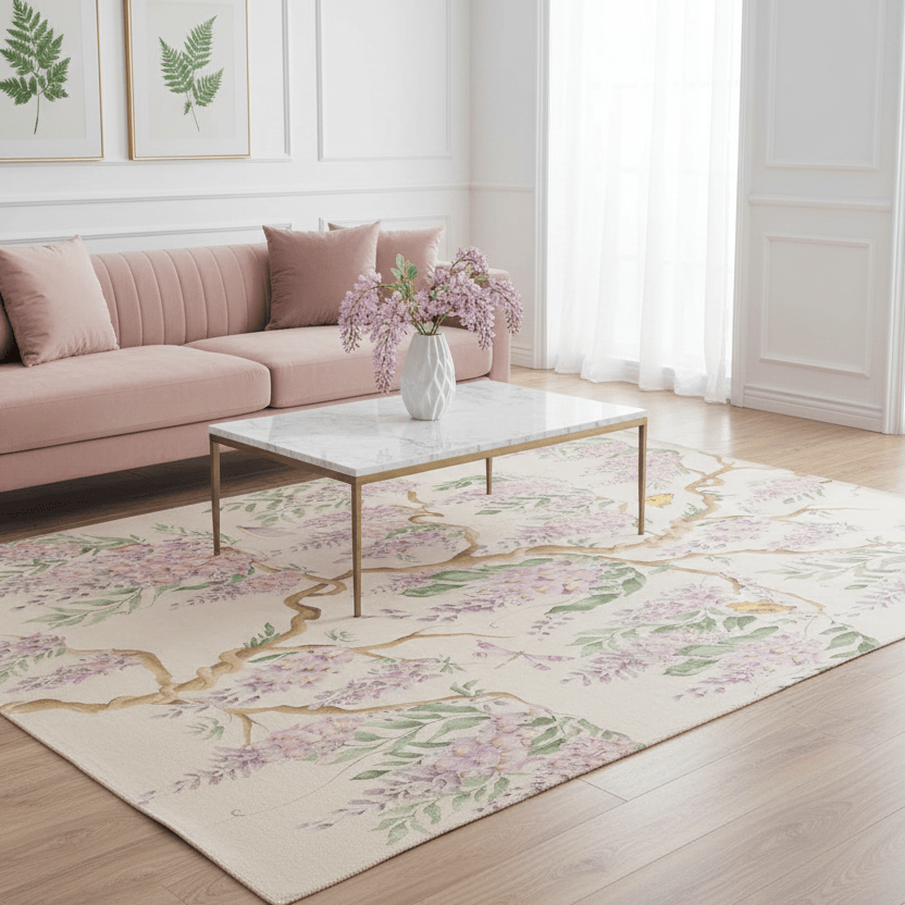 Voyage Maison (Riva Home) Designer Rugs MARIPOSA MEADOWS PRINTED RUG – MAUVE by Voyage Maison