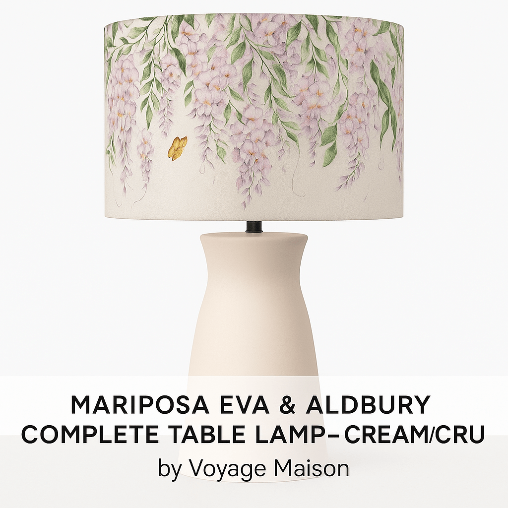 Voyage Maison (Riva Home) MARIPOSA EVA & ALBURY COMPLETE TABLE LAMP – CREAM/ECRU  by Voyage Maison