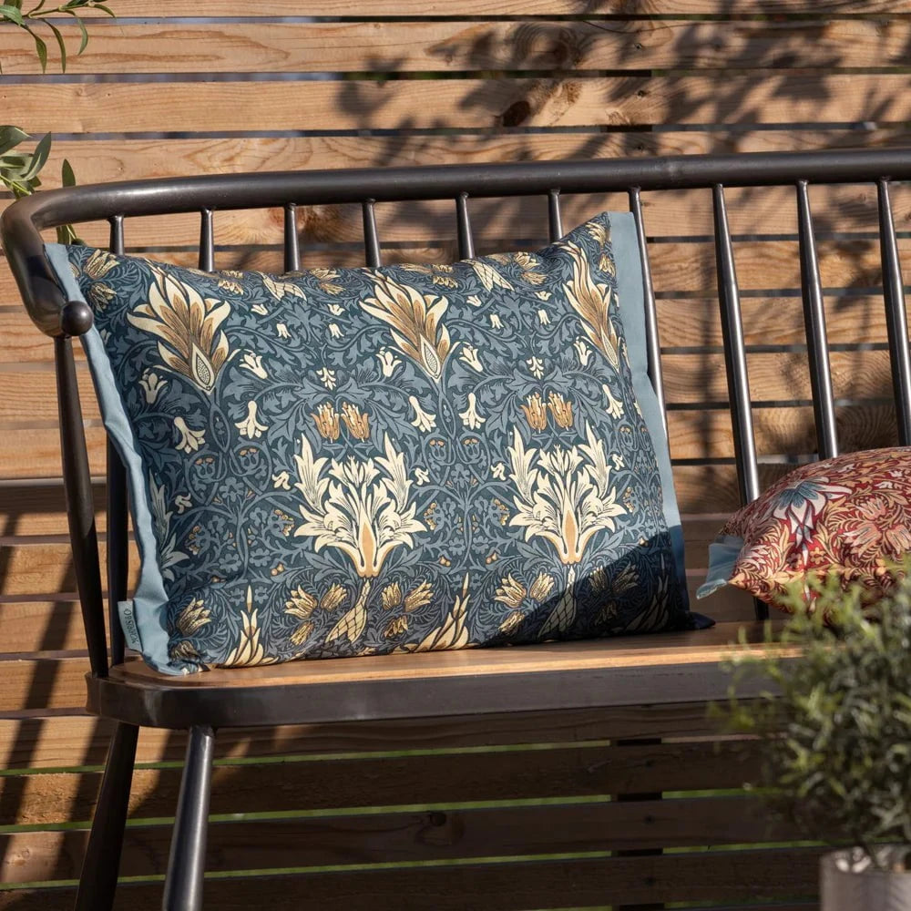 Voyage Maison (Riva Home) Outdoor Designer Cushions Indigo/Stone SNAKESHEAD PRINTED OUTDOOR CUSHION by Morris & Co.
