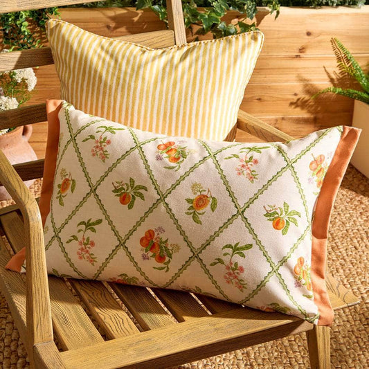 Voyage Maison (Riva Home) Outdoor Designer Cushions Voyage Maison Peach Trellis Printed Outdoor Cushion Orange