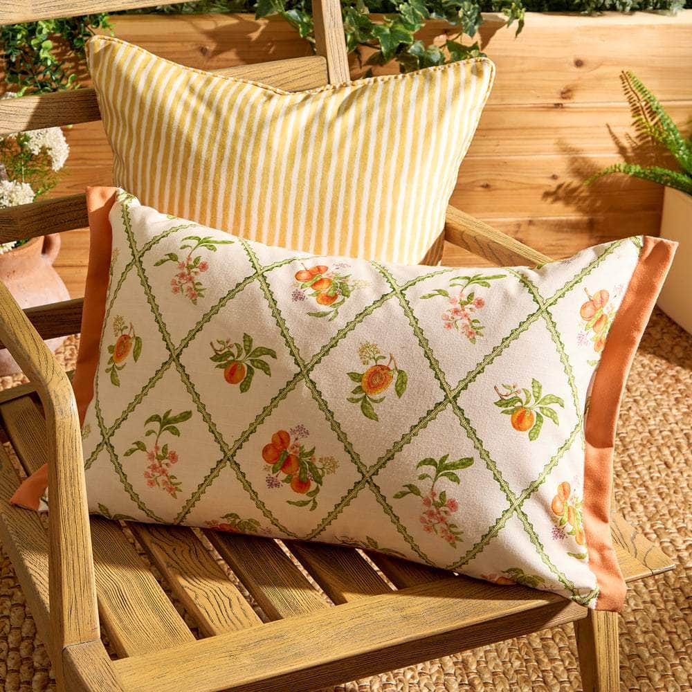 Voyage Maison (Riva Home) Outdoor Designer Cushions Voyage Maison Peach Trellis Printed Outdoor Cushion Orange