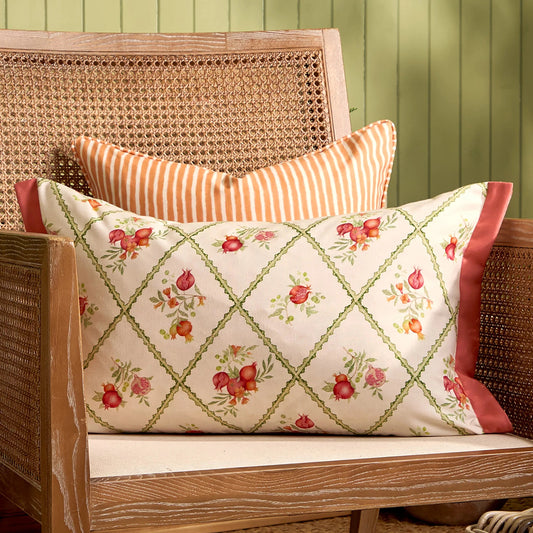 Voyage Maison (Riva Home) Outdoor Designer Cushions Voyage Maison Pomegranate Trellis Printed Outdoor Cushion Red