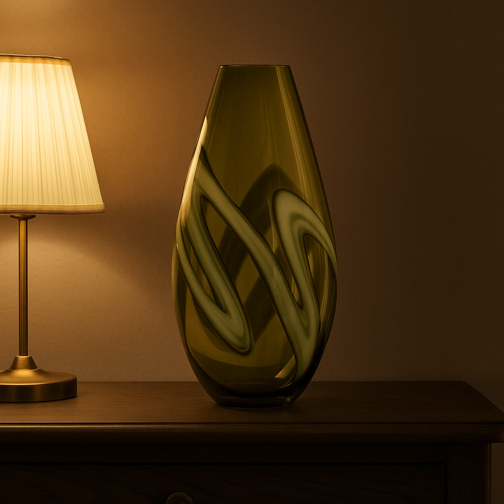 Voyage Maison (Riva Home) Voyage Maison Accessory VOLGA HAND-BLOWN OLIVE QUARTZ VASE by Voyage Maison