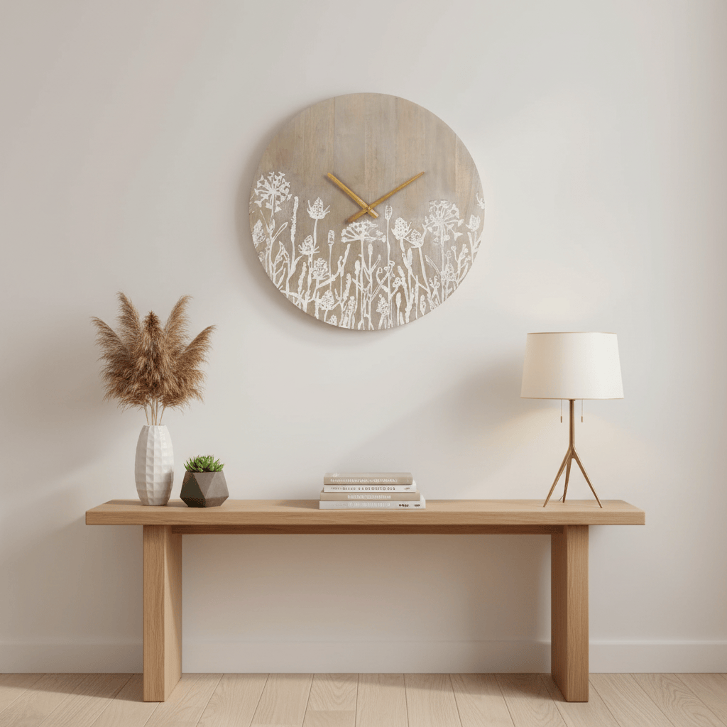 Voyage Maison (Riva Home) Voyage Maison Artwork FLEUR ET FAUNE WOODEN CLOCK – GREYWASH by Voyage Maison