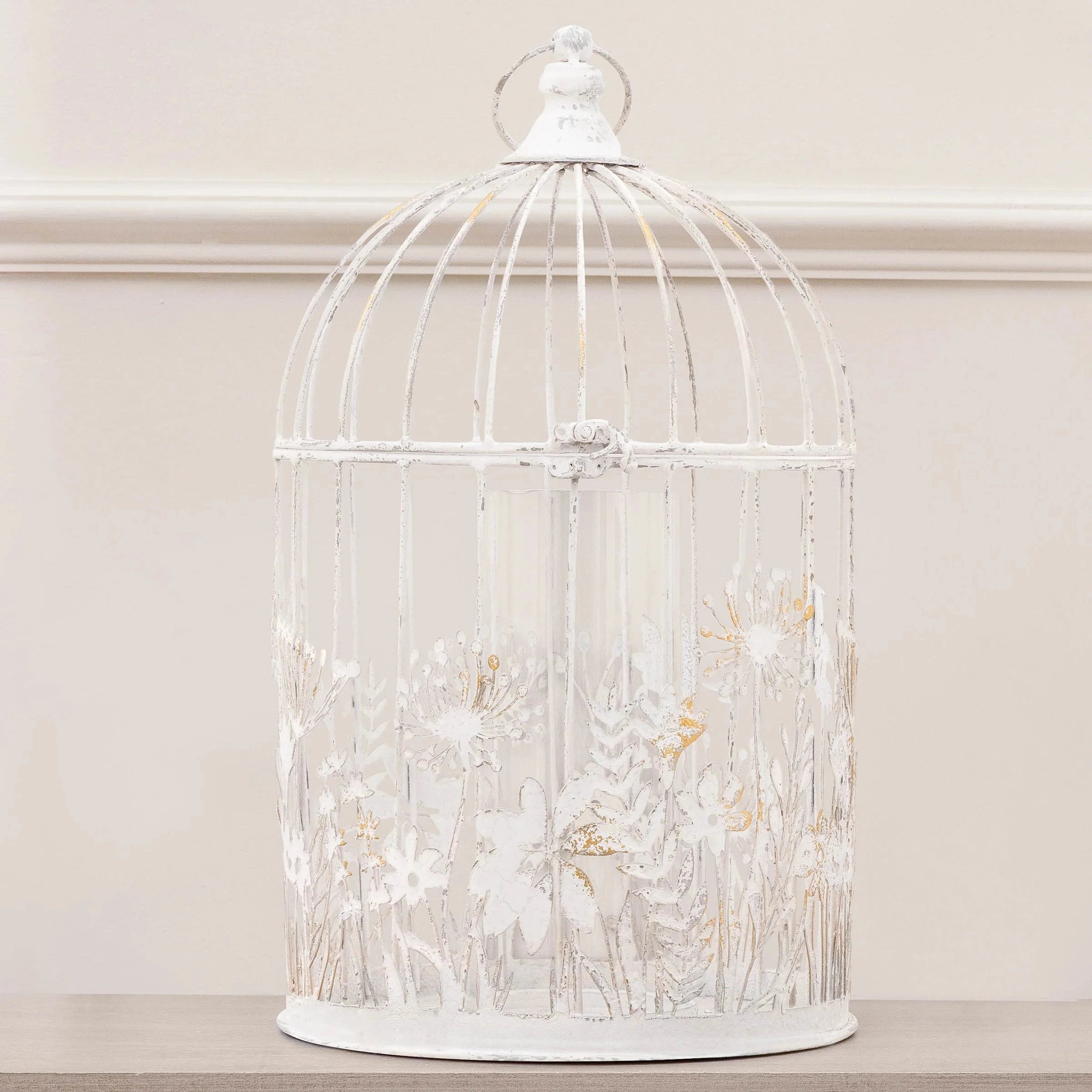 Voyage Maison (Riva Home) Voyage Maison Artwork Voyage Maison Fleur Et Faune Metal Floral Lantern White