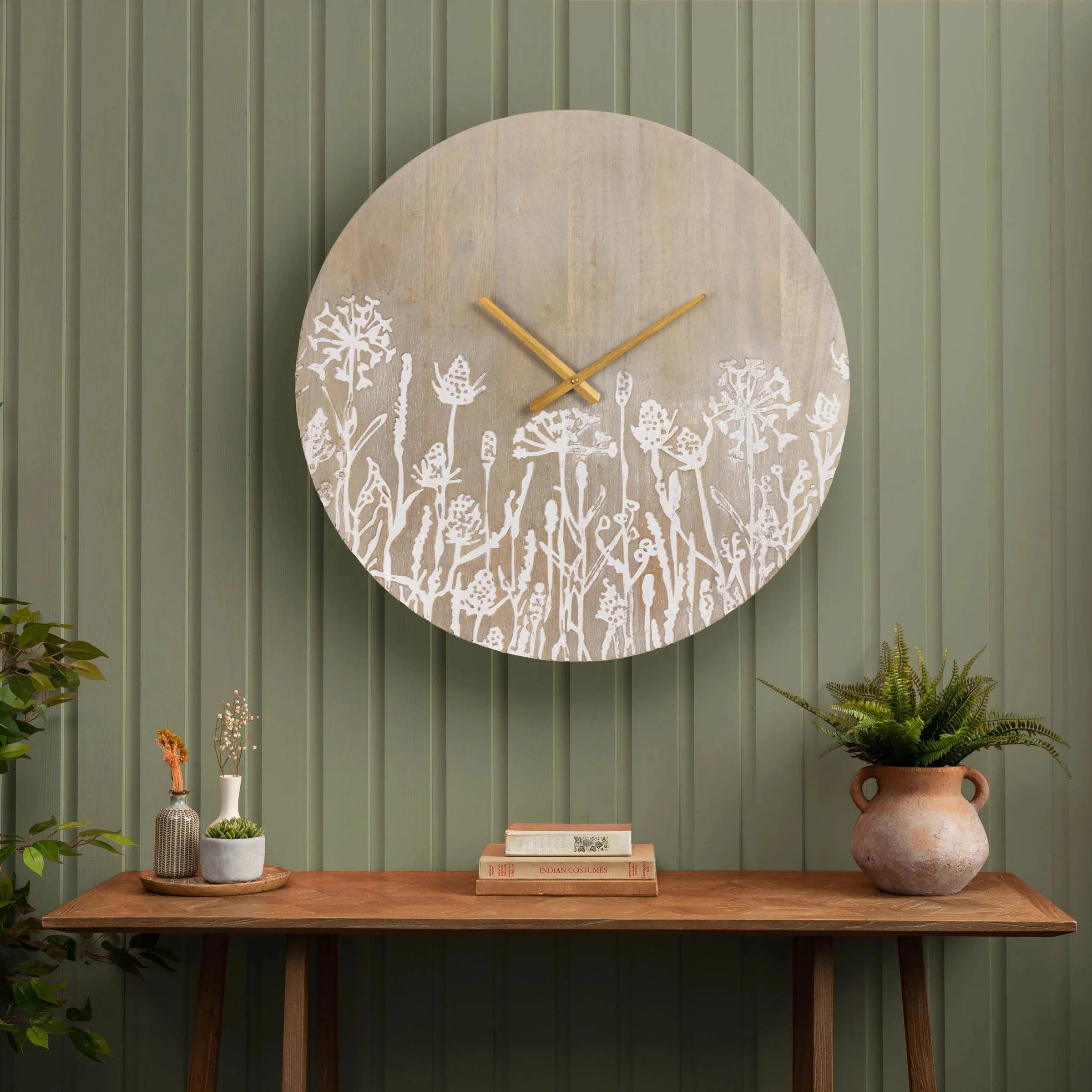 Voyage Maison (Riva Home) Voyage Maison Artwork Voyage Maison Fleur Et Faune Wooden Clock Greywash