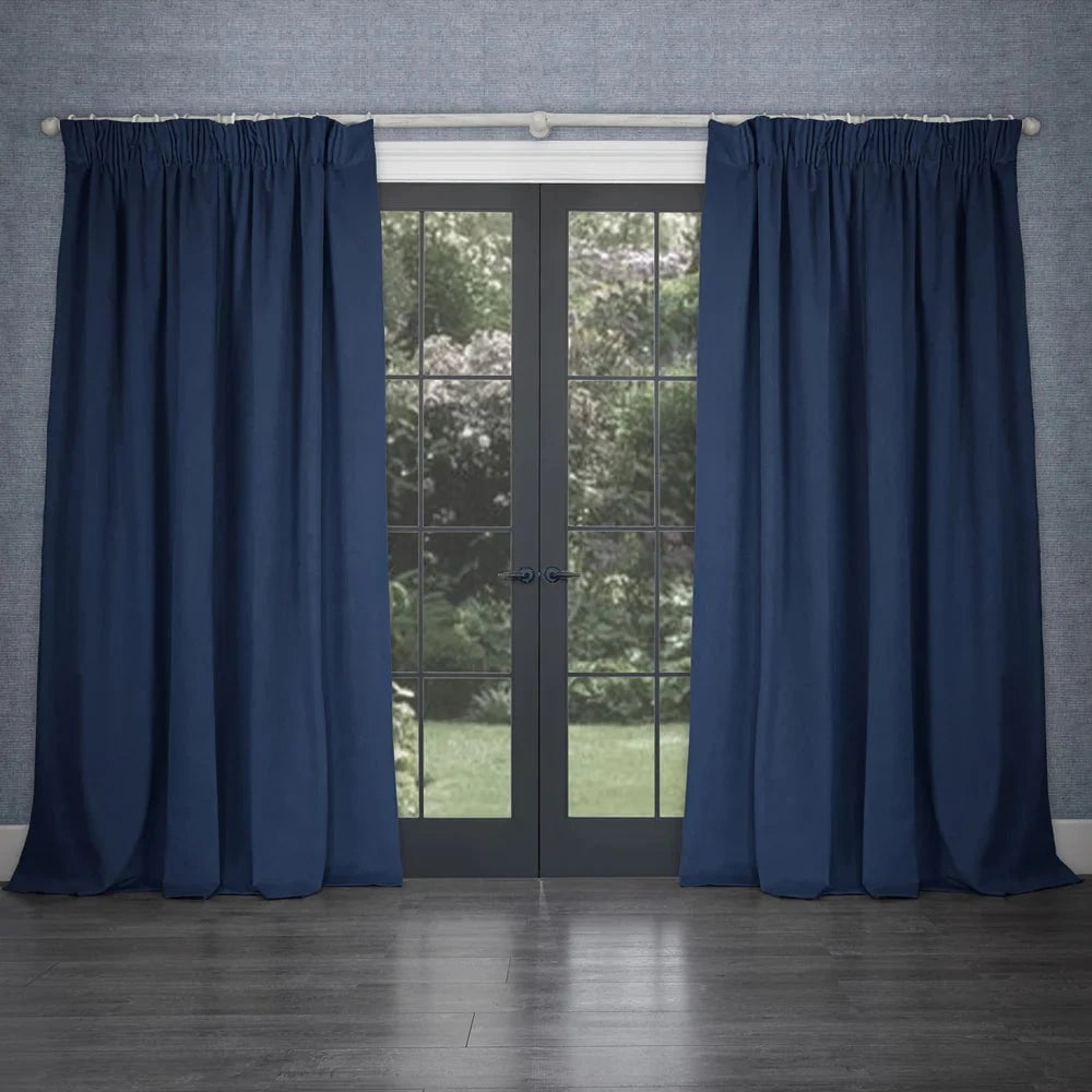 Voyage Maison (Riva Home) Voyage Maison Curtains CUBE VELVET PENCIL PLEAT CURTAINS BLUEBELL by Voyage Maison