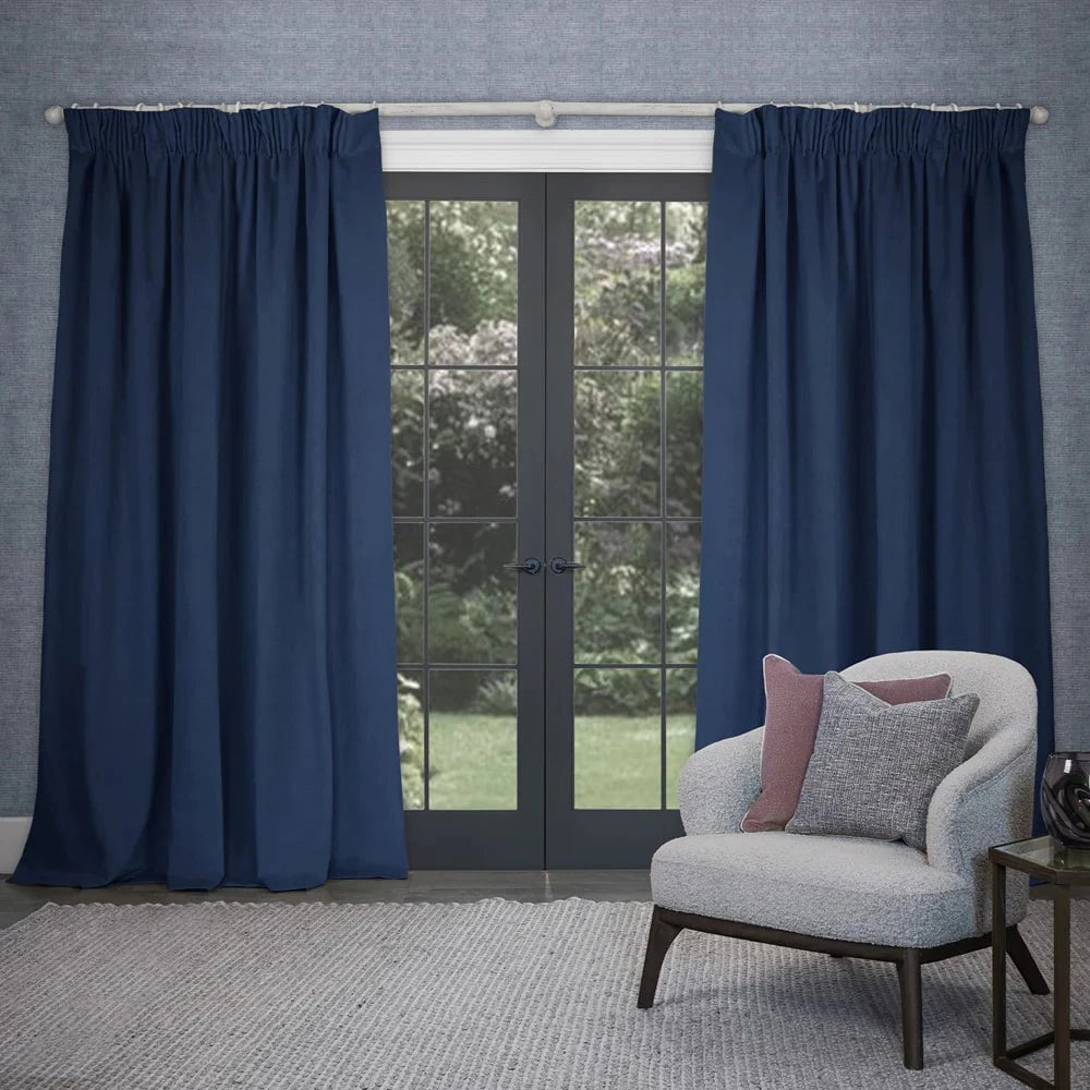 Voyage Maison (Riva Home) Voyage Maison Curtains CUBE VELVET PENCIL PLEAT CURTAINS BLUEBELL by Voyage Maison