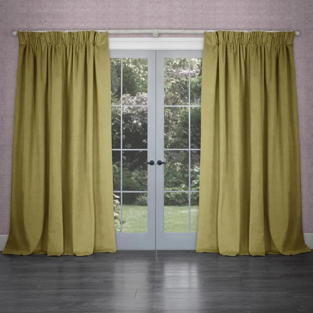 Voyage Maison (Riva Home) Voyage Maison Curtains CUBE VELVET PENCIL PLEAT CURTAINS MUSTARD by Voyage Maison