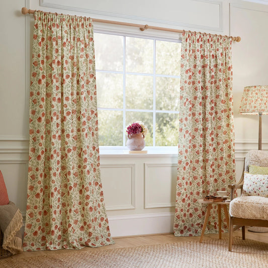Voyage Maison (Riva Home) Voyage Maison Curtains Elai Printed Pencil Pleat Curtains Terracotta by Voyage Maison