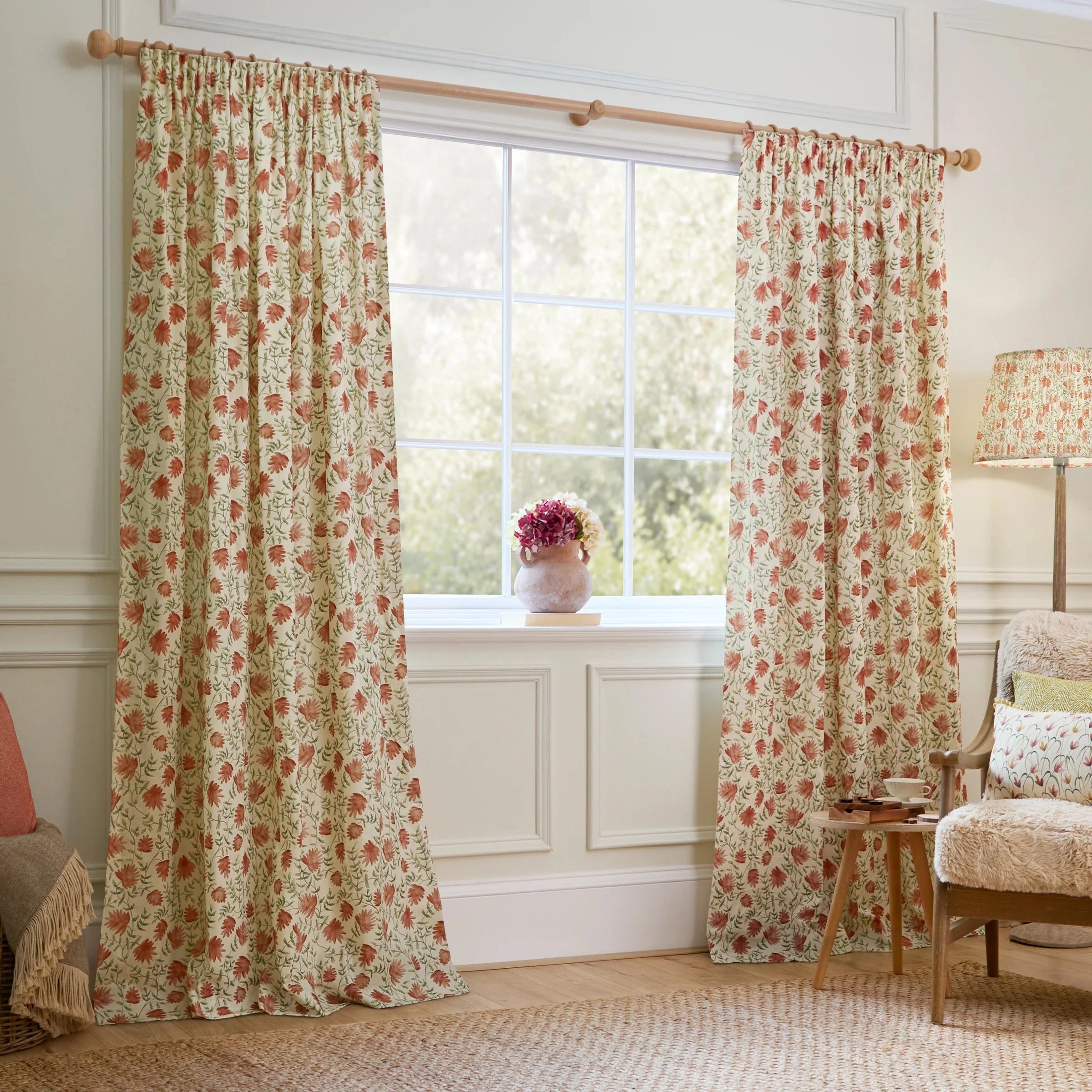 Voyage Maison (Riva Home) Voyage Maison Curtains Elai Printed Pencil Pleat Curtains Terracotta by Voyage Maison