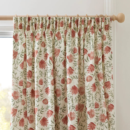 Voyage Maison (Riva Home) Voyage Maison Curtains Elai Printed Pencil Pleat Curtains Terracotta by Voyage Maison