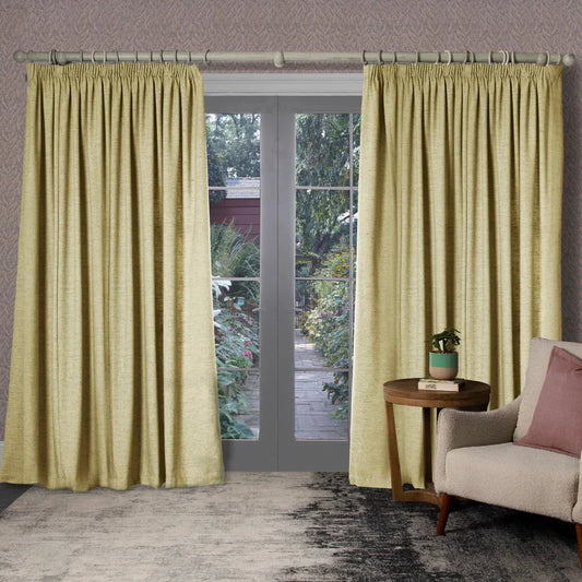 Voyage Maison (Riva Home) Voyage Maison Curtains HELMSLEY WOVEN PENCIL PLEAT CURTAINS LEMON by Voyage Maison