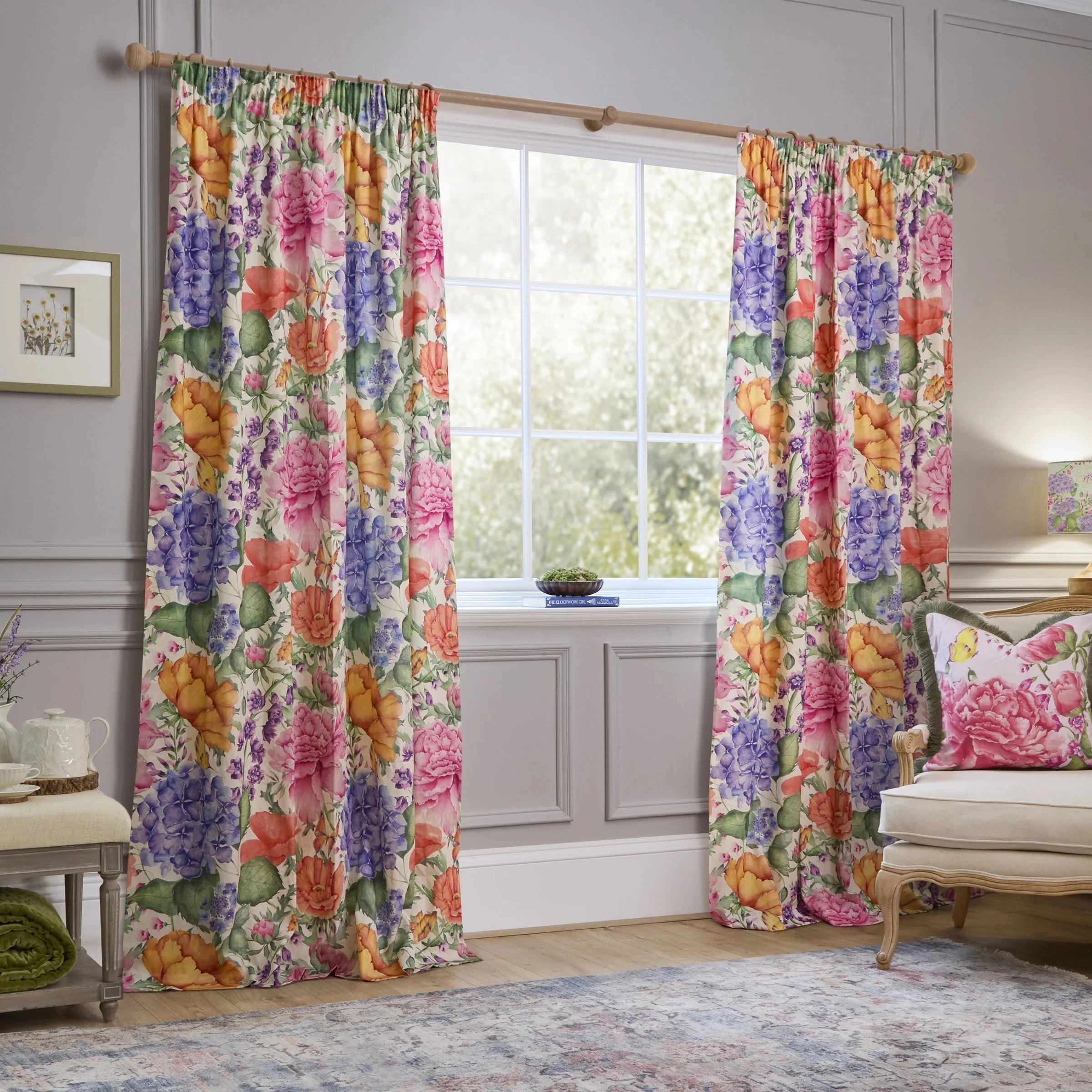 Voyage Maison (Riva Home) Voyage Maison Curtains Idalia Printed Pencil Pleat Curtains Fuchsia by Voyage Maison